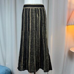 Vintage Missoni Knit Midi Skirt Black Gold Stripe IT 40/Small